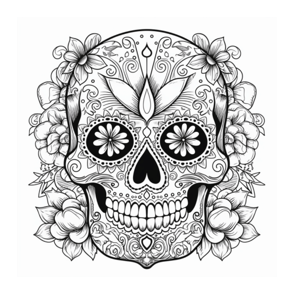 sugar skull day of the dead coloring pages