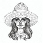 adult coloring page sugar skull woman