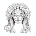 adult coloring page sugar skull woman