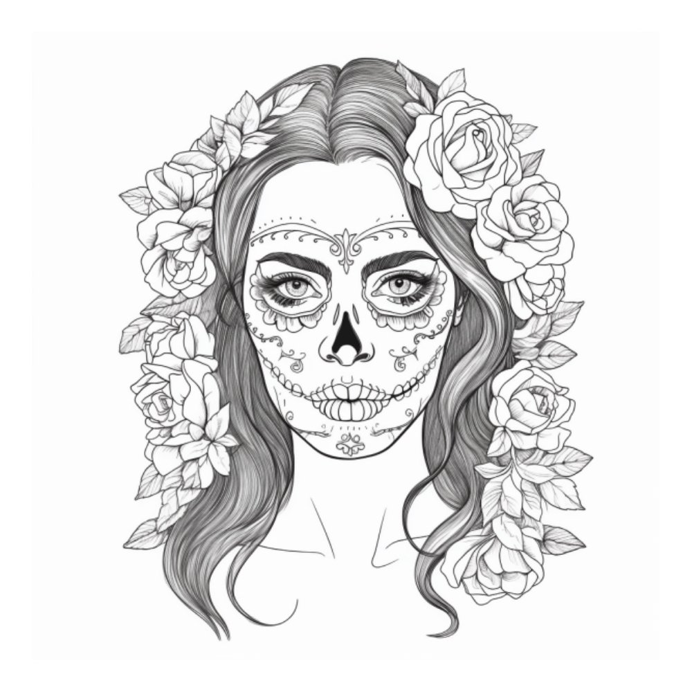 adult coloring page sugar skull woman