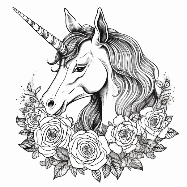 Hanna_unicorn_with_roses_coloring_page_ec600cc8-35e5-4c2b-8080-bec0c905b853