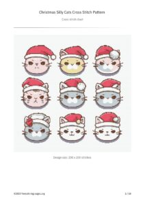 free christmas nine cute cats cross stitch pattern