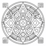 black_and_white_easy_geometric_shapes mandala coloring page