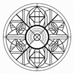 black_and_white_easy_geometric_shapes mandala coloring page