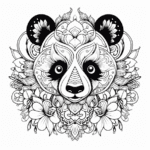 panda wild animals mandala coloring page