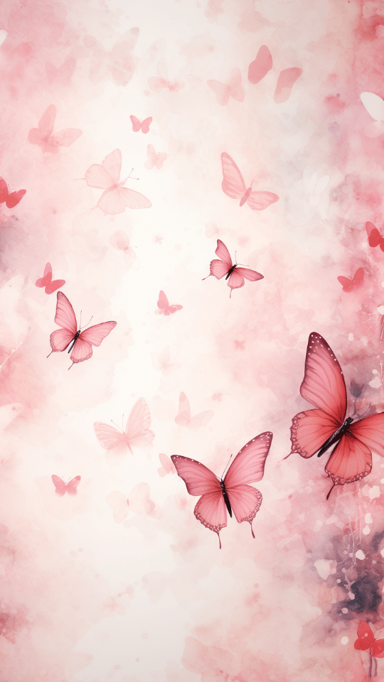 Pink Watercolor Butterflies Aesthetic Phone Wallpaper Collection: