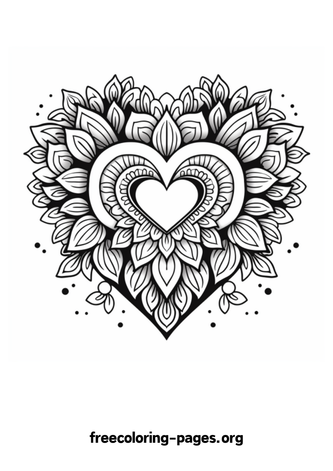 Valentine Day Hearts and Flowers Card Coloring Page Free Printable