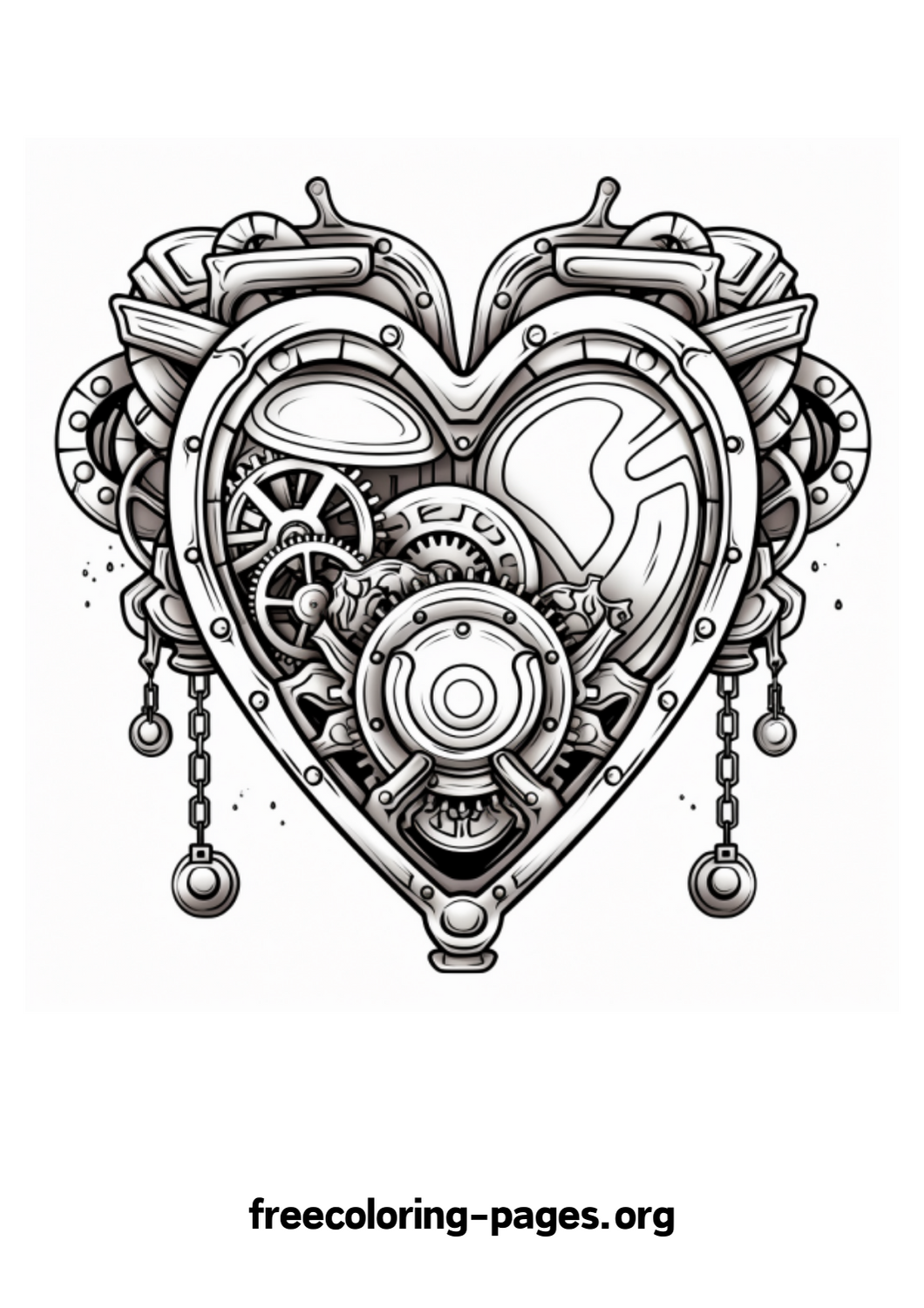 Steampunk Hearts Valentine Day Coloring Pages