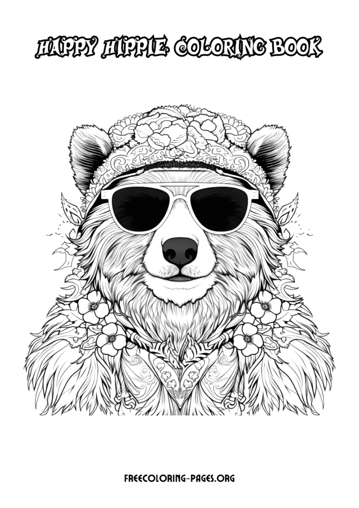Easy and Printable Hippie Animals Coloring Pages: