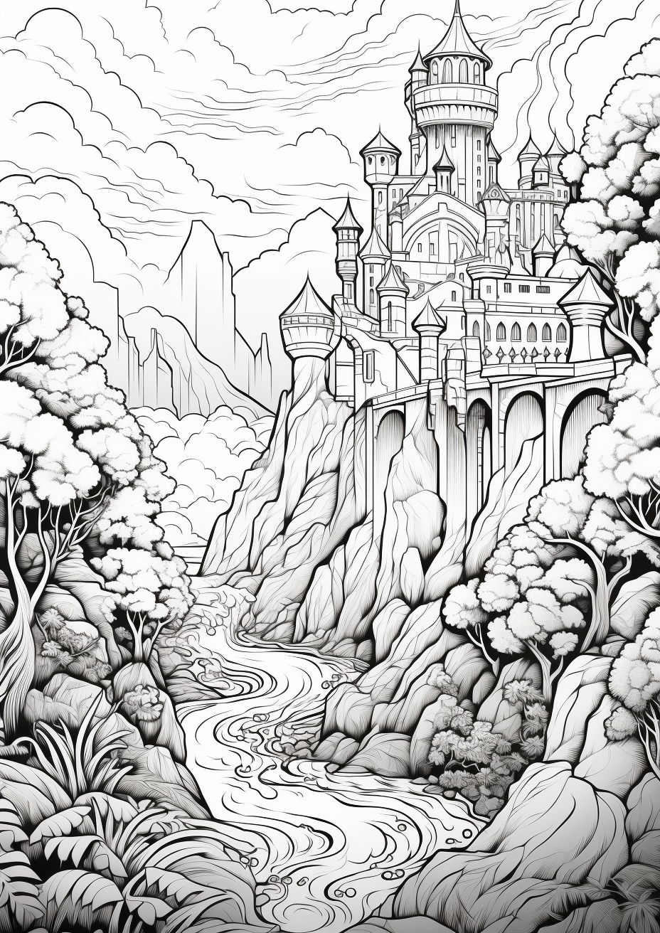 FANTASY MAGIC DOORS AND CASTLES COLORING PAGES