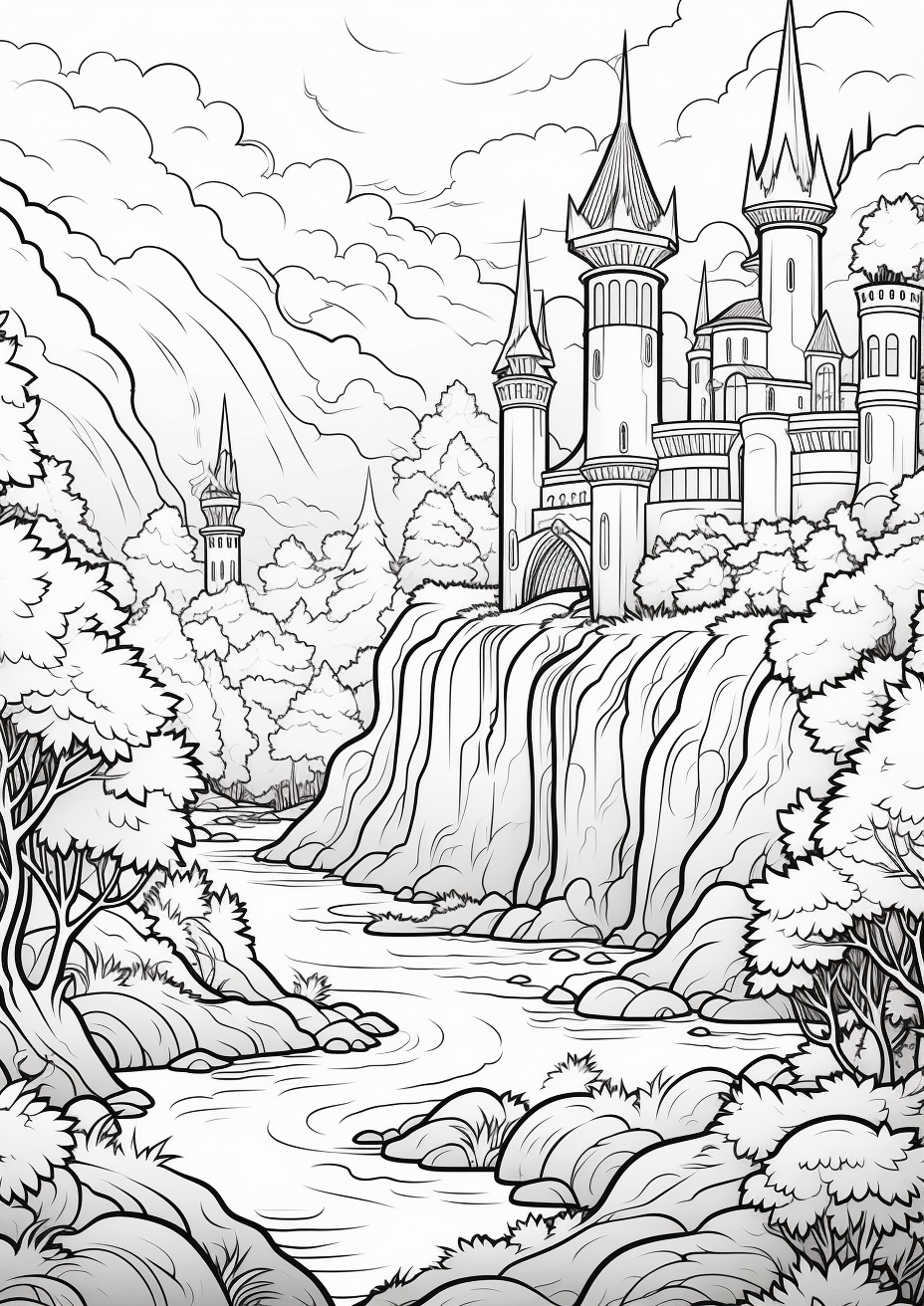 FANTASY MAGIC DOORS AND CASTLES COLORING PAGES