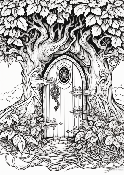 FANTASY MAGIC DOORS AND CASTLES COLORING PAGES