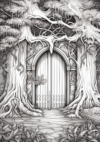 FANTASY MAGIC DOORS AND CASTLES COLORING PAGES