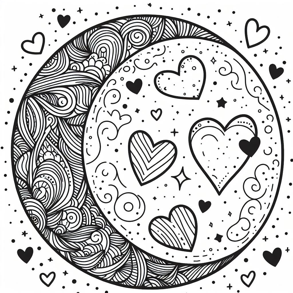 Valentine Day Hearts and Flowers Card Coloring Page Free Printable