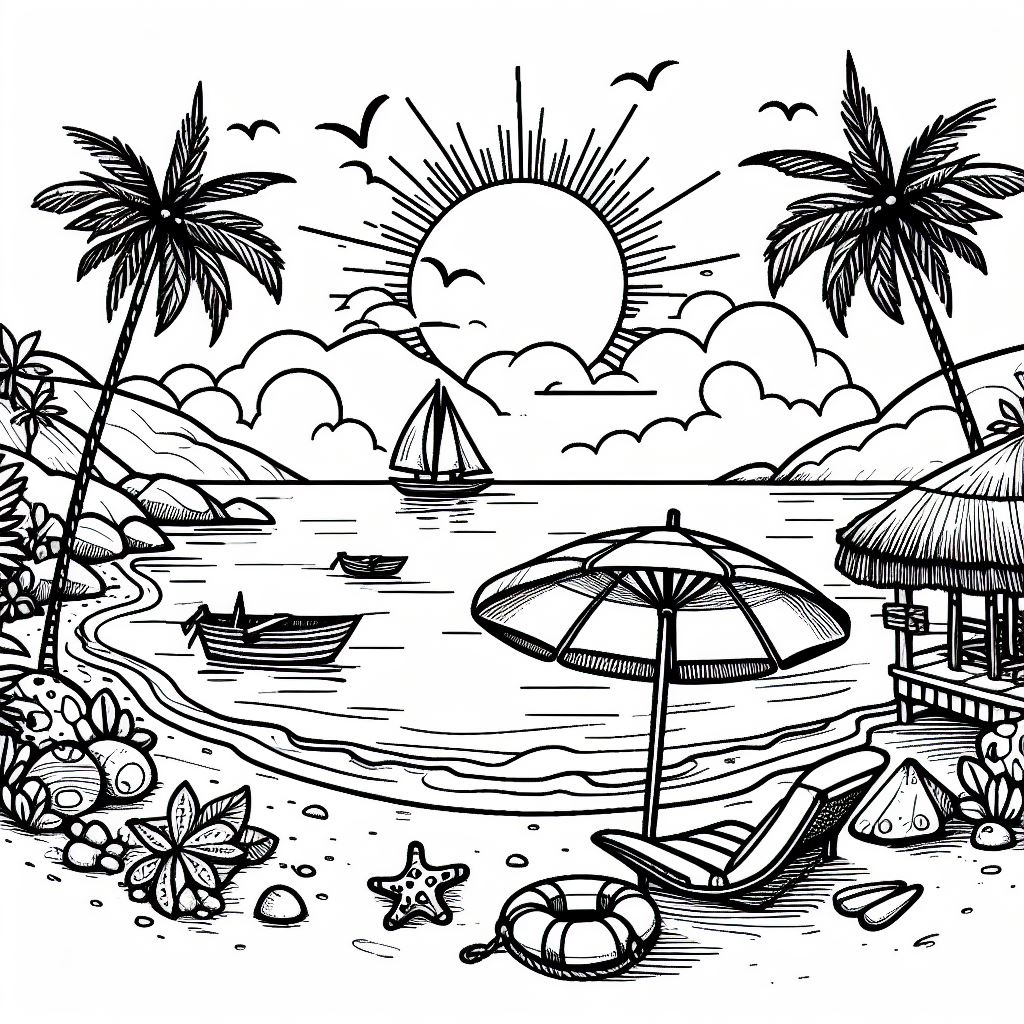 free printable beach coloring pages