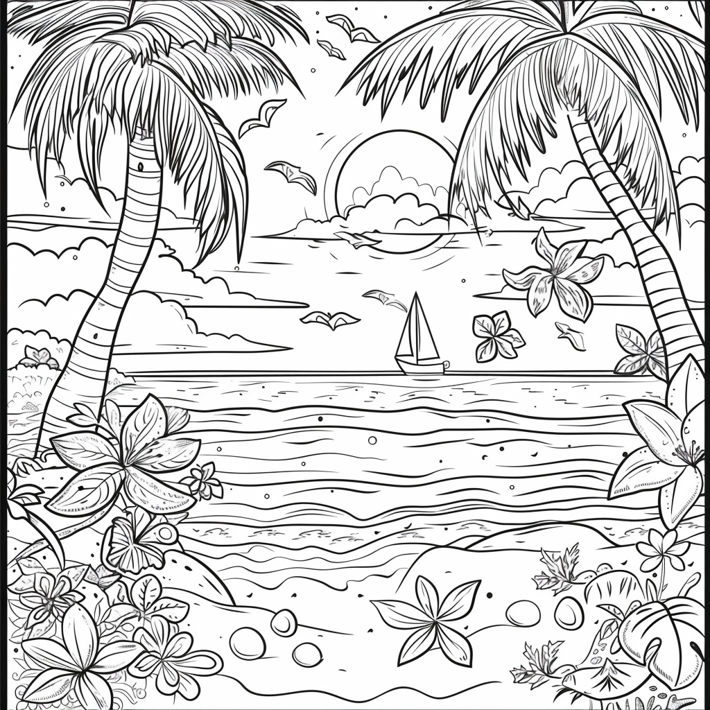 free printable beach coloring pages