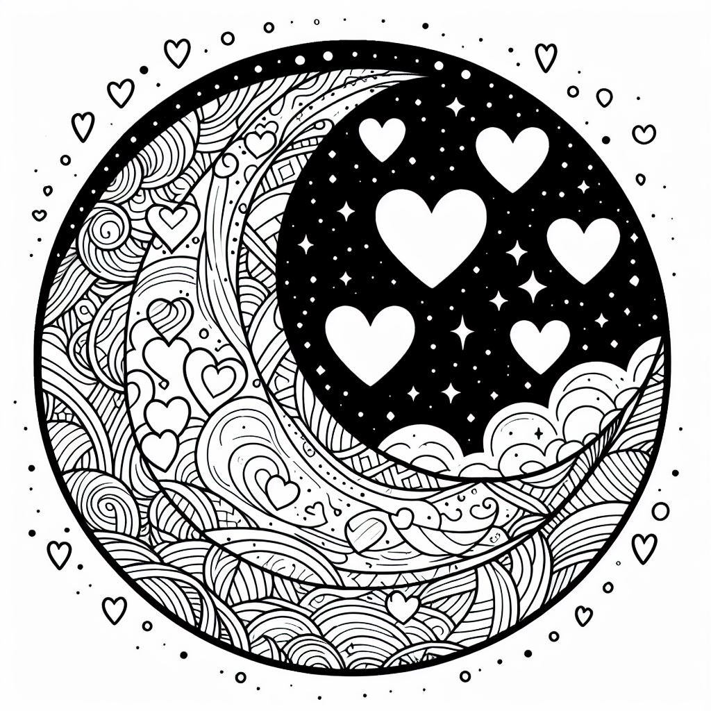 Valentine Day Hearts and Flowers Card Coloring Page Free Printable