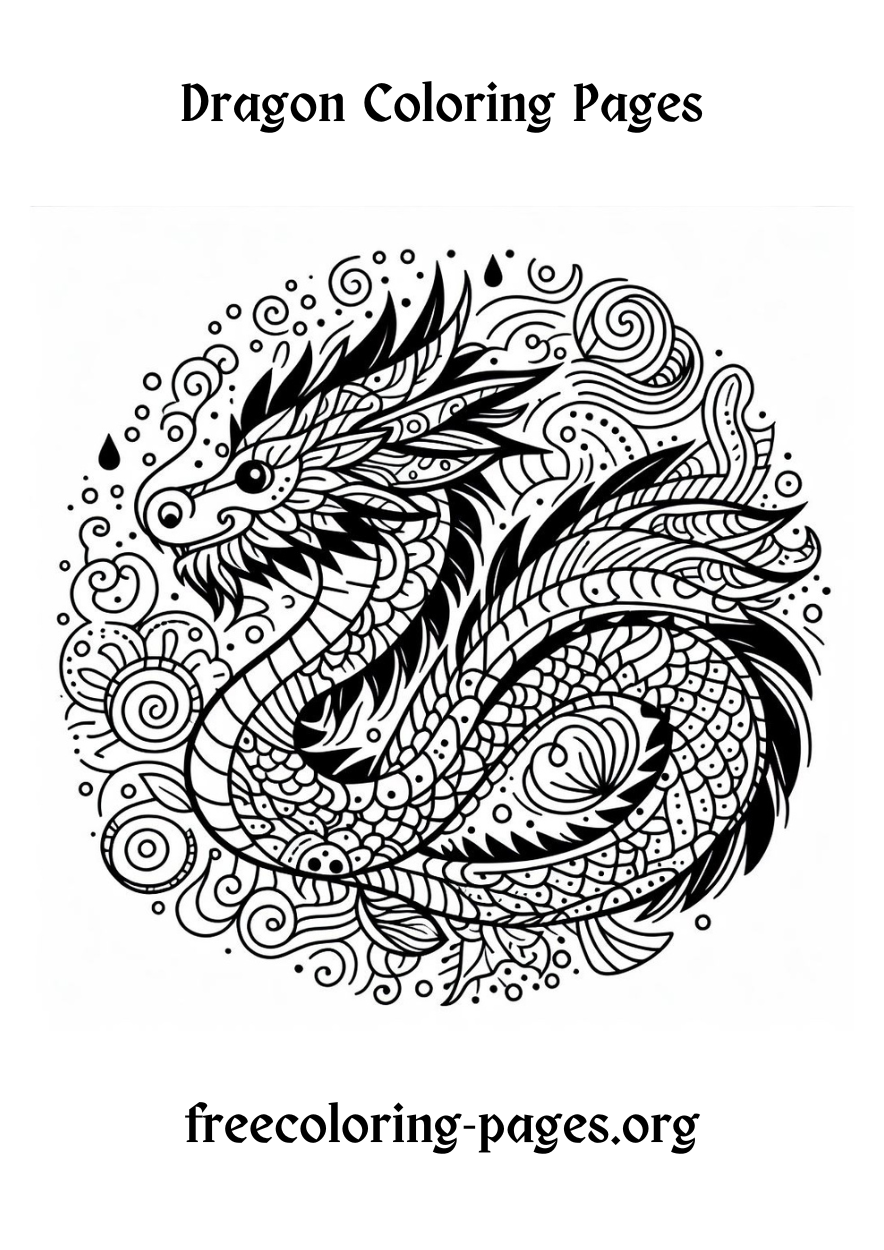 free printable fantasy dragon coloring page