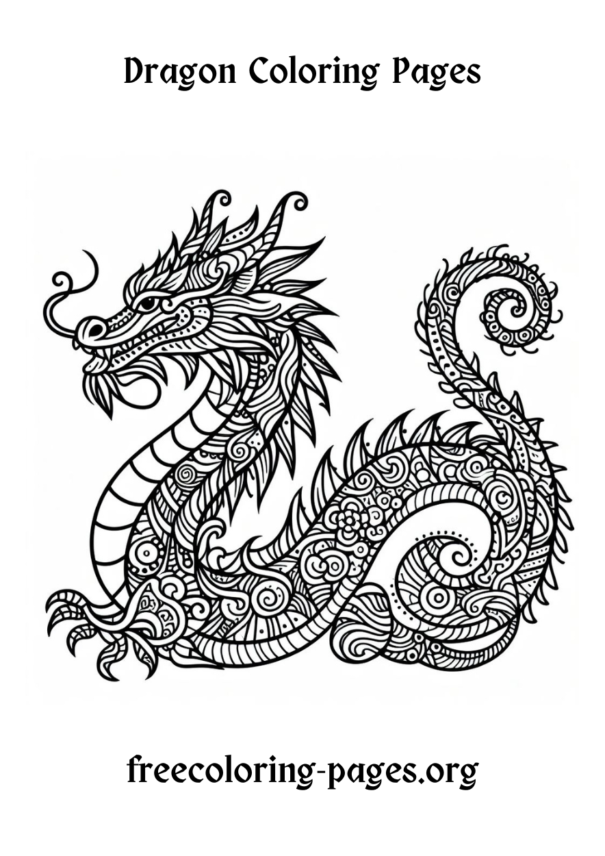 free chinese dragon coloring pages