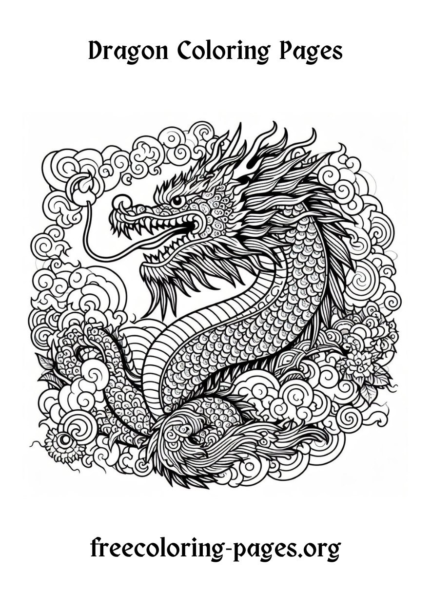 free chinese dragon coloring pages