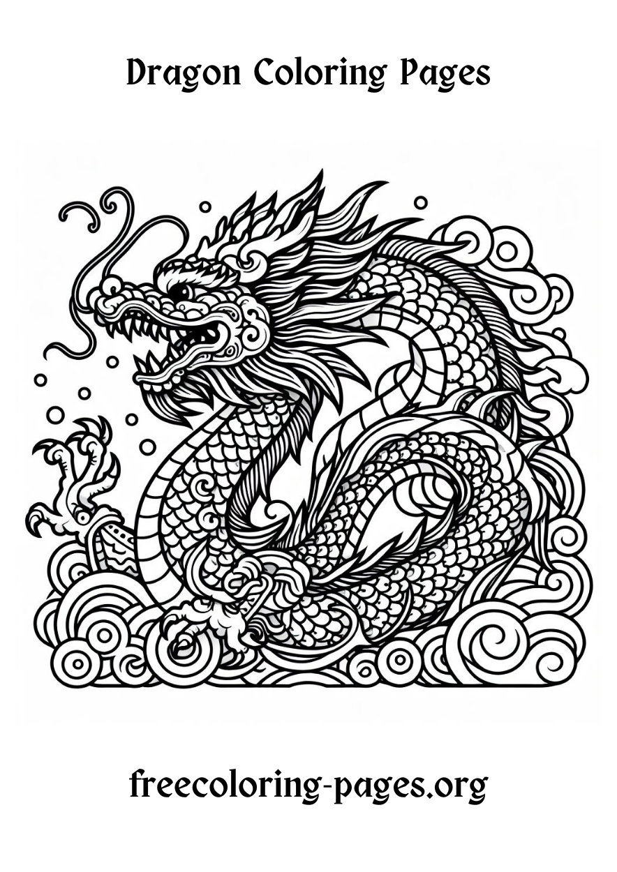 free chinese dragon coloring pages