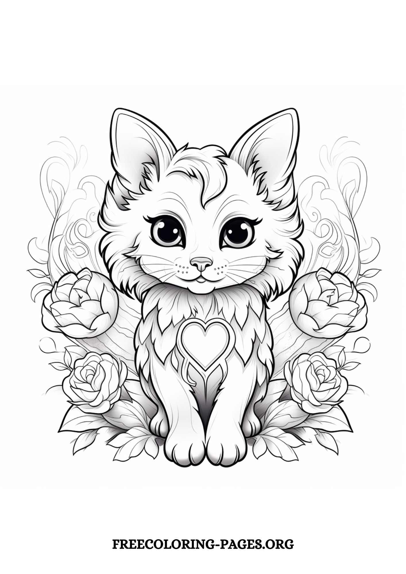 cat free printable coloring page for kids and adults