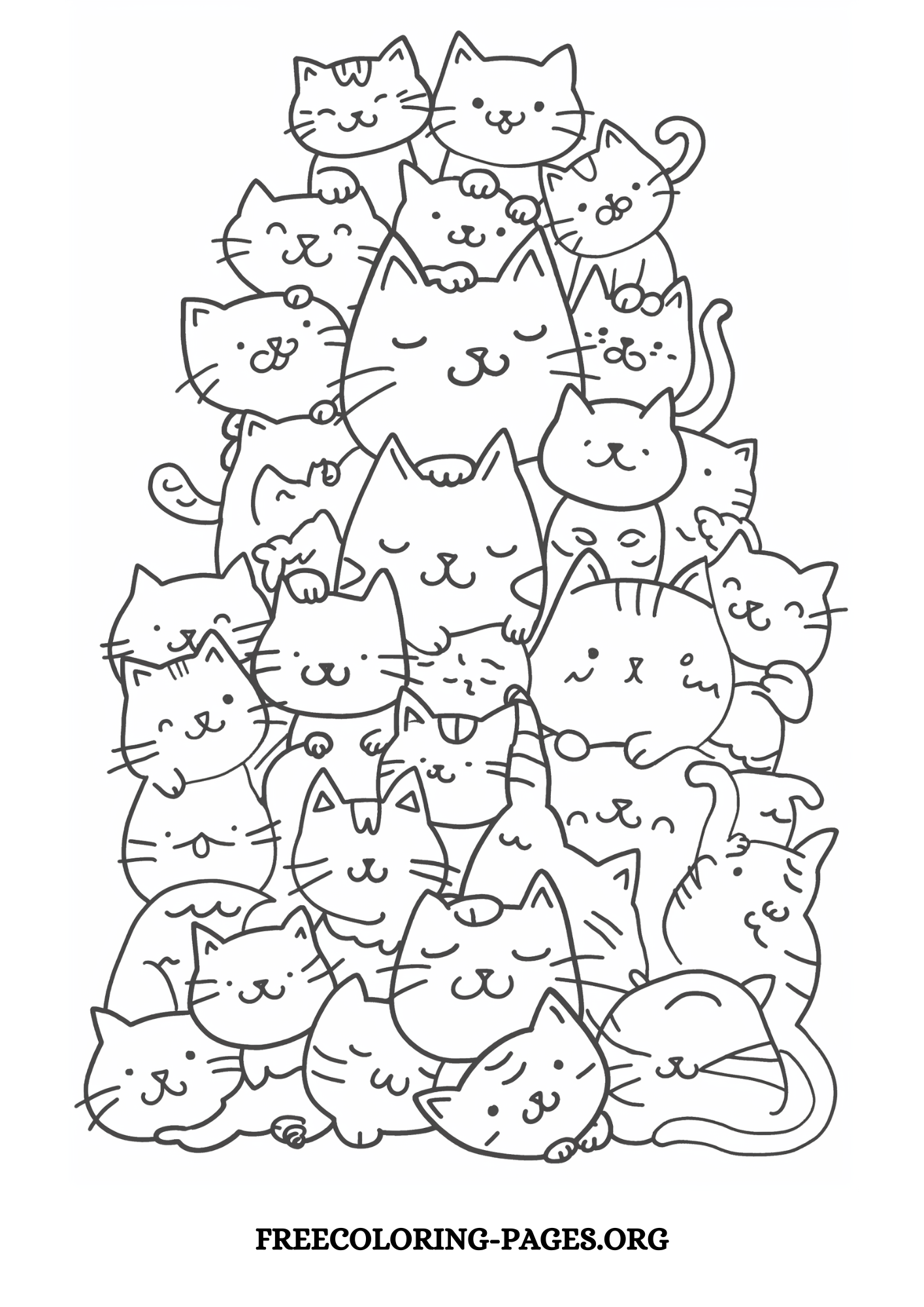 cat sleepover free printable coloring page for kids and adults