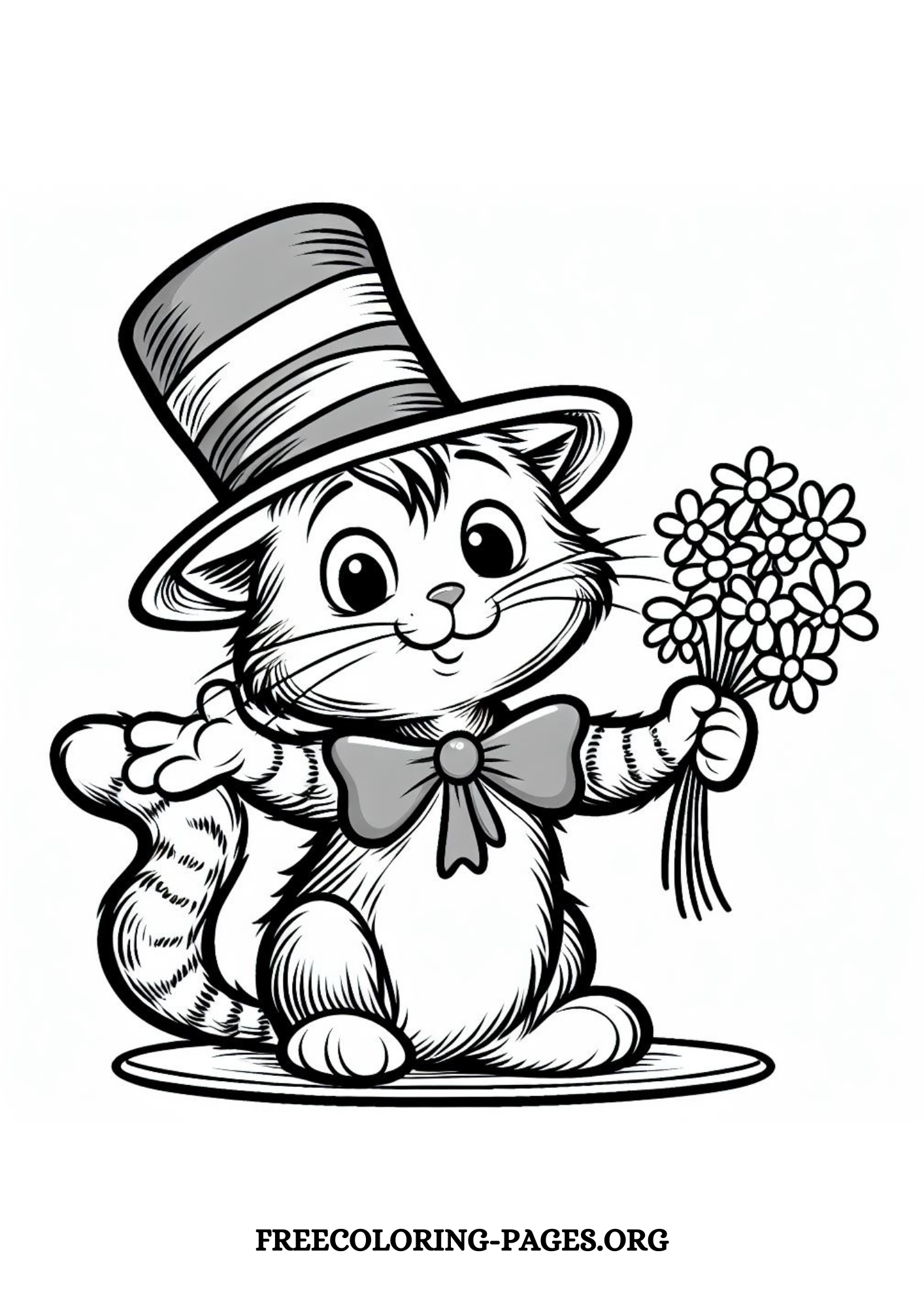 cat in the hat free printable coloring page for kids and adults