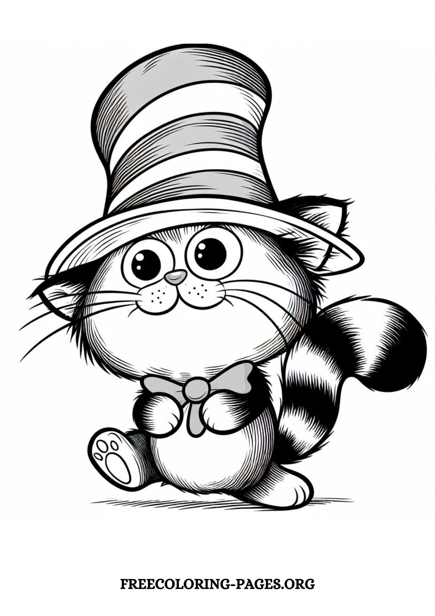 cat in the hat free printable coloring page for kids and adults