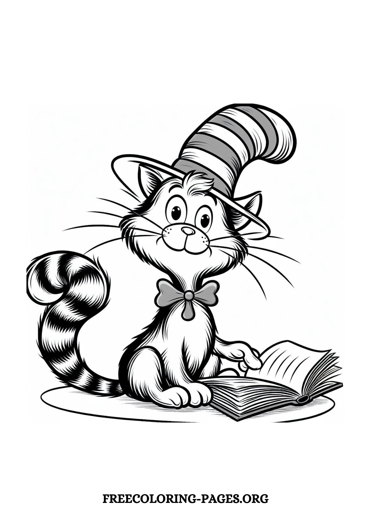 cat in the hat free printable coloring page for kids and adults