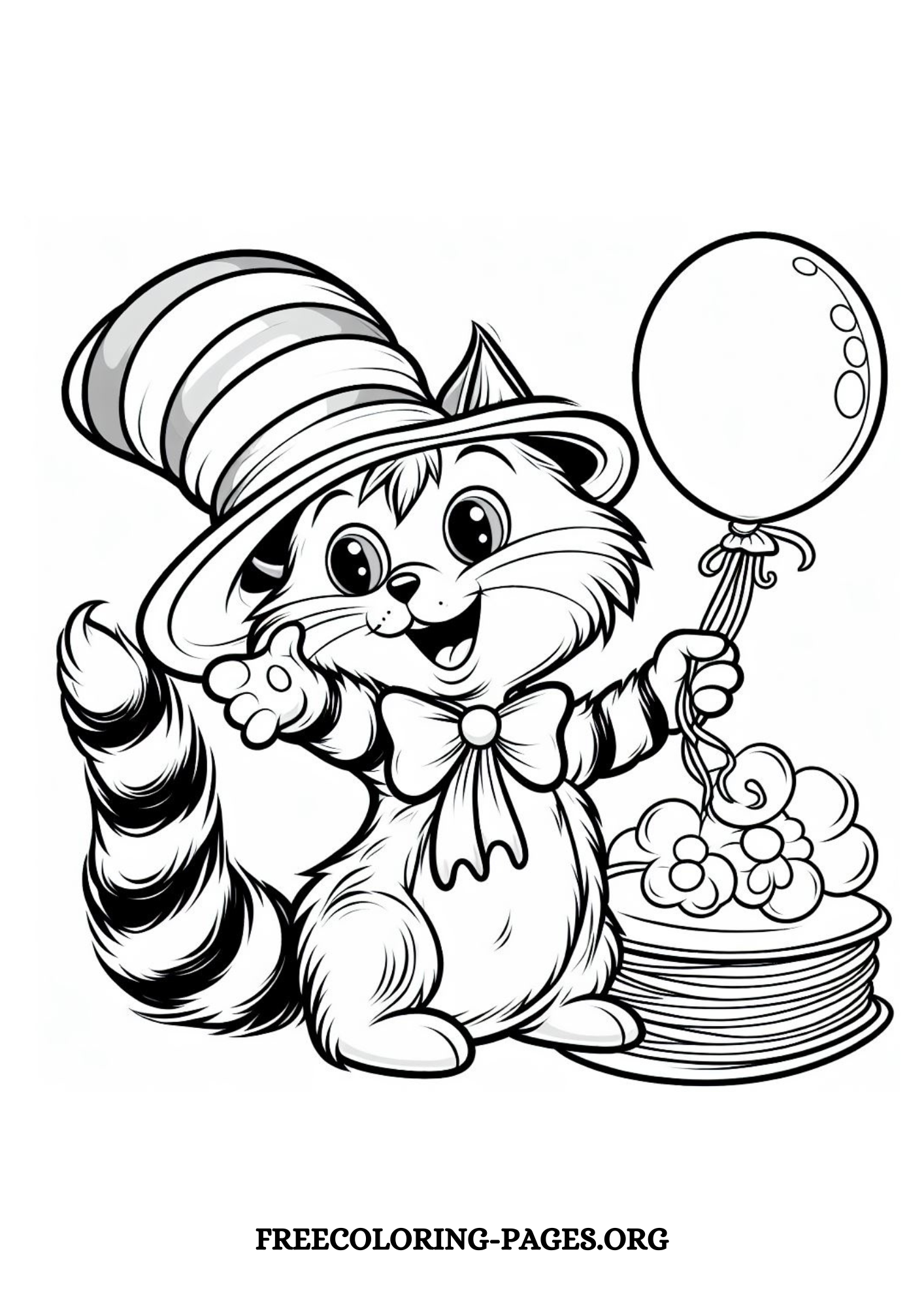 cat in the hat free printable coloring page for kids and adults