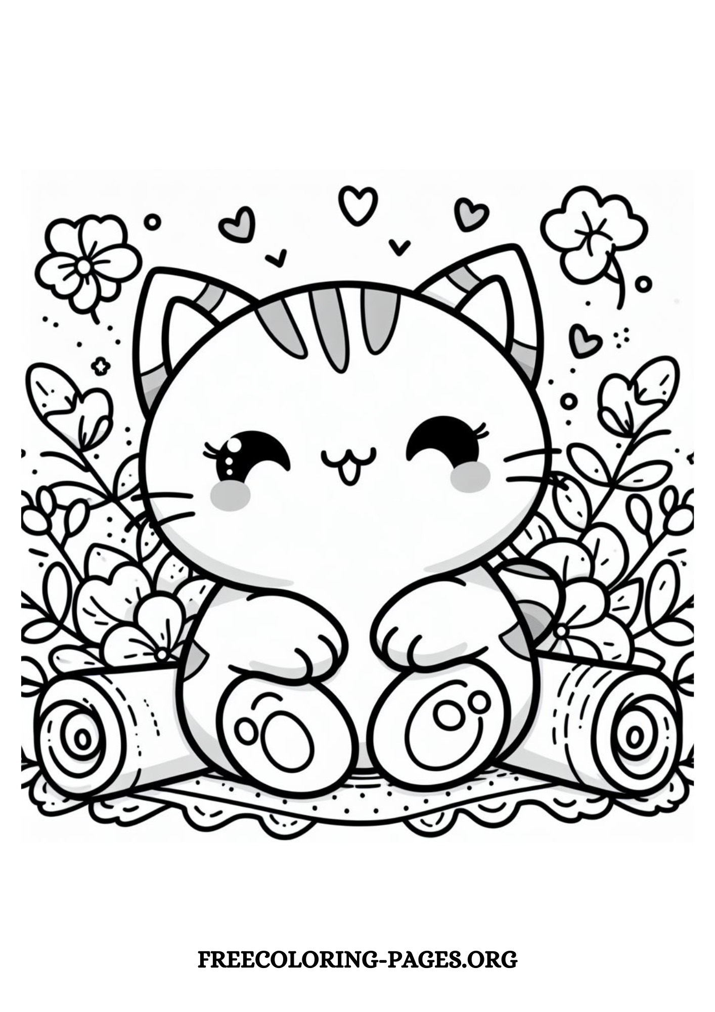 kawaii anime cat free printable coloring page for kids and adults