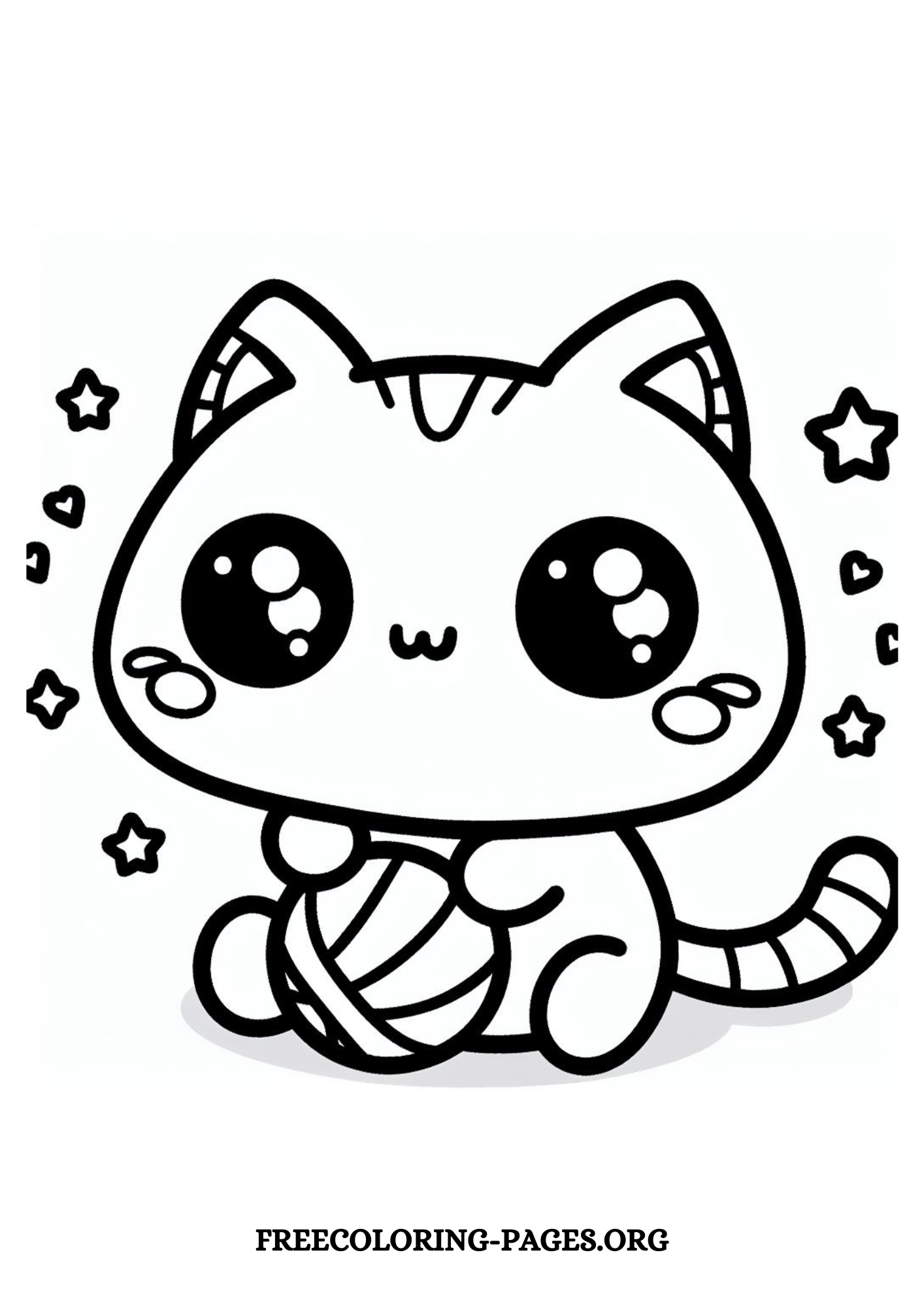 kawaii anime cat free printable coloring page for kids and adults