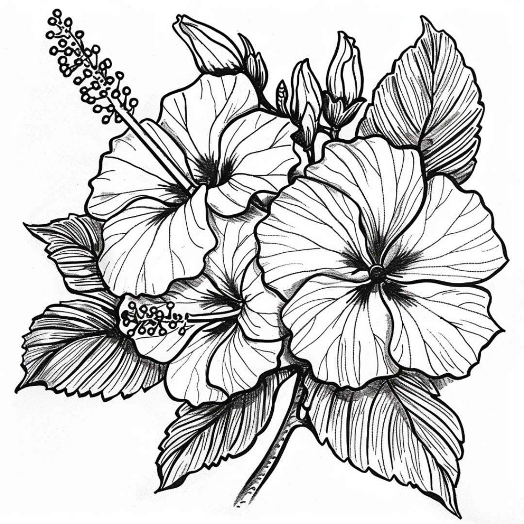 tropical flowers - summer vibes coloring page free printable