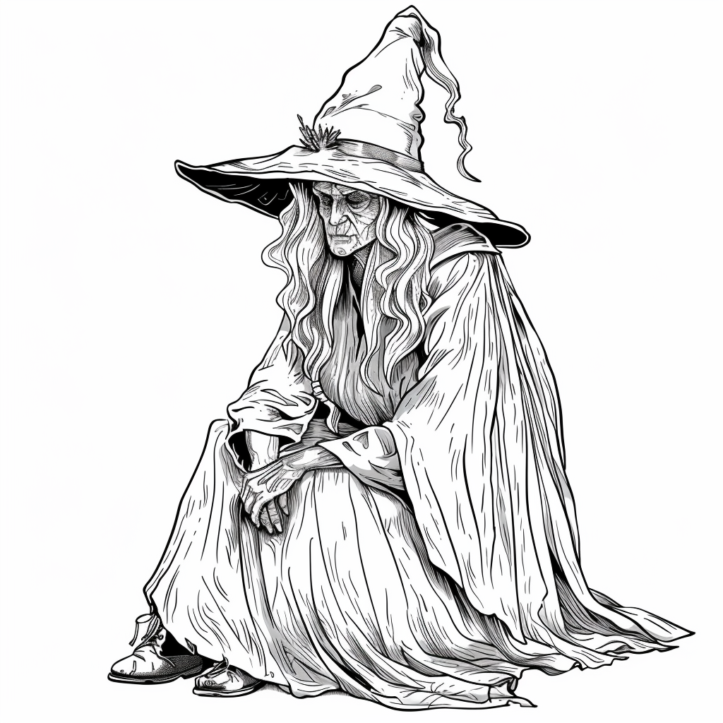 wise and mysterious witch free printable coloring page