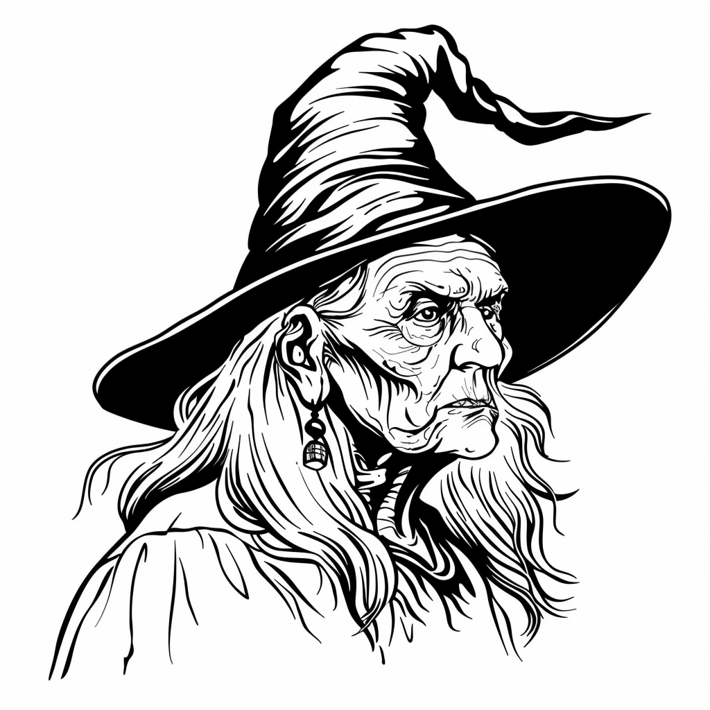 wise and mysterious witch free printable coloring page