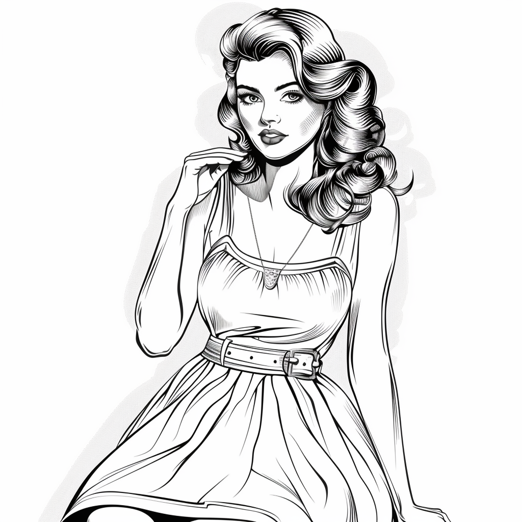 calymera_black_and_white_coloring_page_of_a_girl_wearing_retro__0099c65c-80cc-44aa-924c-0a27459ec587