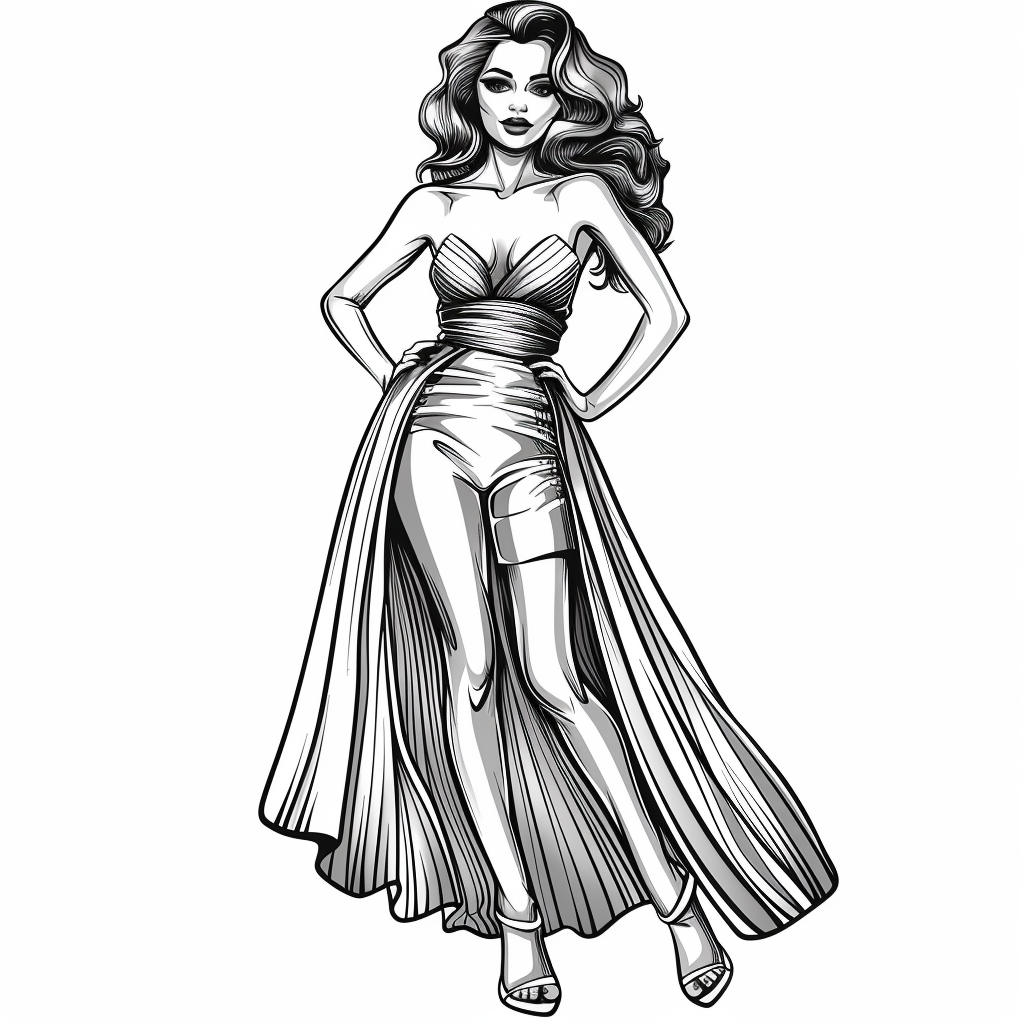 coloring page of aesthetic boho dress to impress printable free