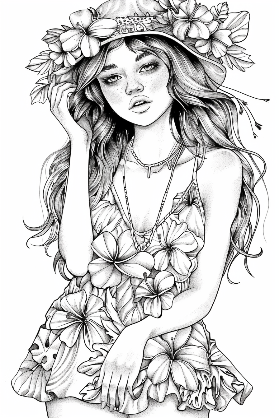 free printable coloring page of tropical dress to impress printable