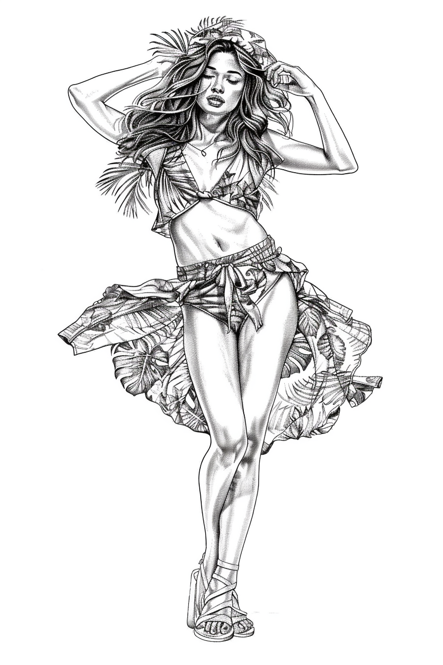 free printable coloring page of tropical dress to impress printable