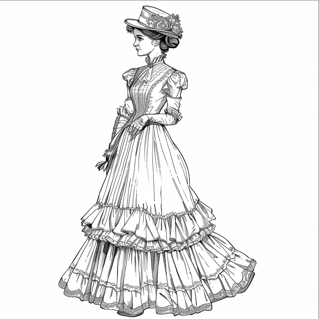 coloring page of aesthetic tudor dress to impress printable free