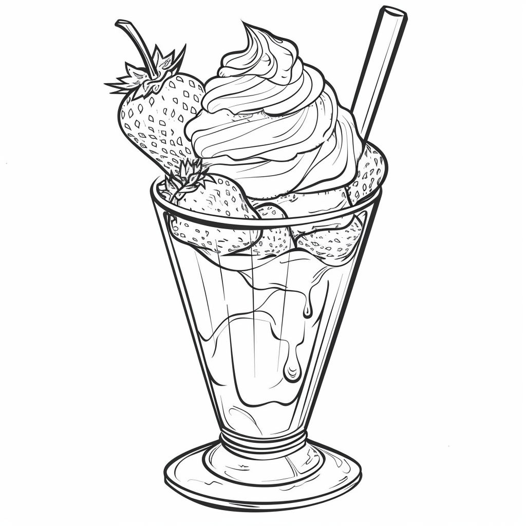 summer dessert coloring page free printable, food art