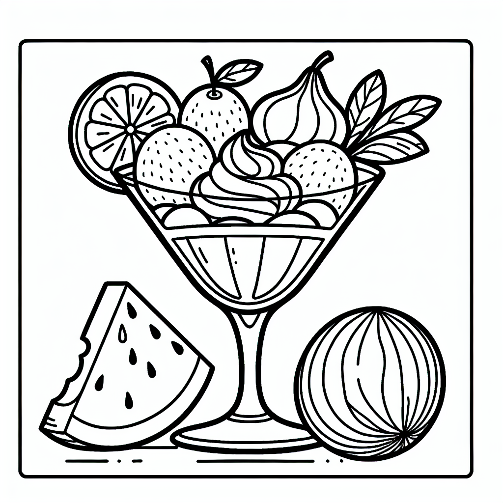 summer dessert coloring page free printable, food art