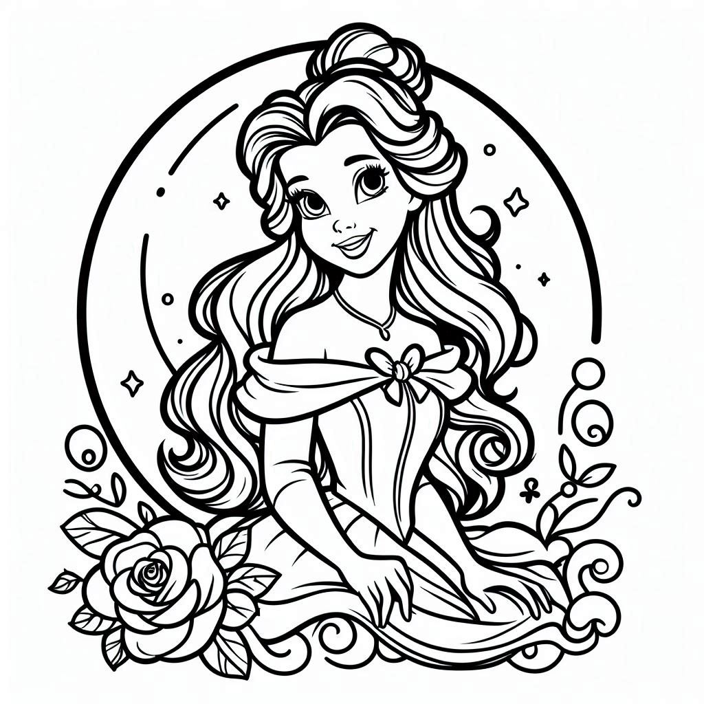 Disney Princess Belle Coloring Free and Printable: