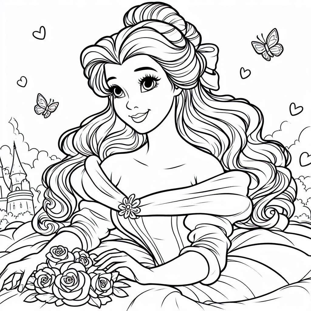 Disney Princess Belle Coloring Free and Printable: