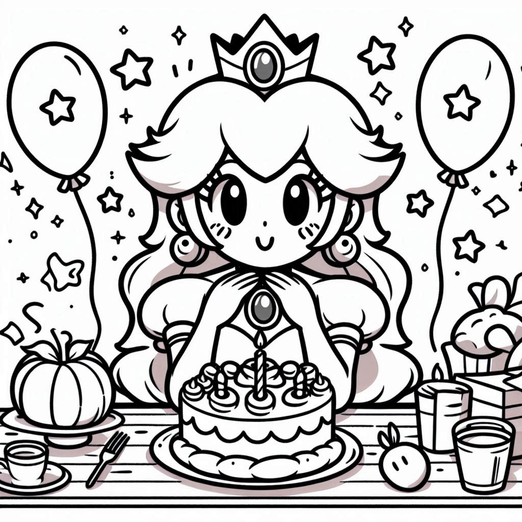 Princess Peach Coloring Free and Printable: