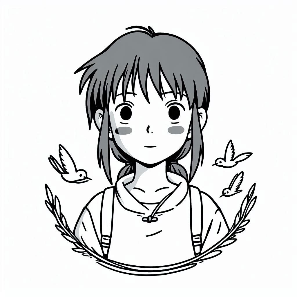 Spirited Away Ghibli Chihiro anime coloring page simple free printable