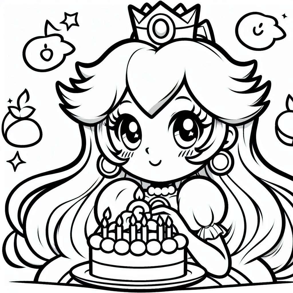 Princess Peach Coloring Free and Printable: