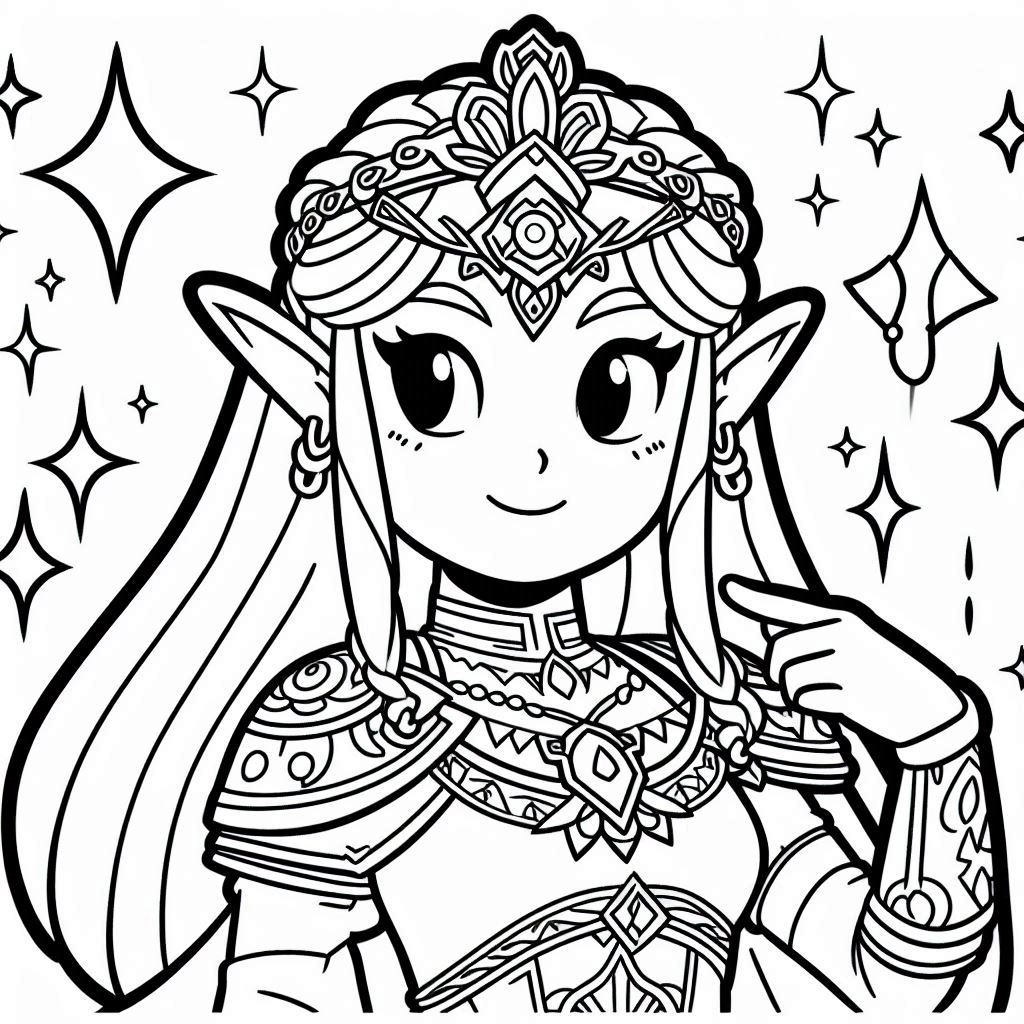 Princess Zelda Coloring Free and Printable: