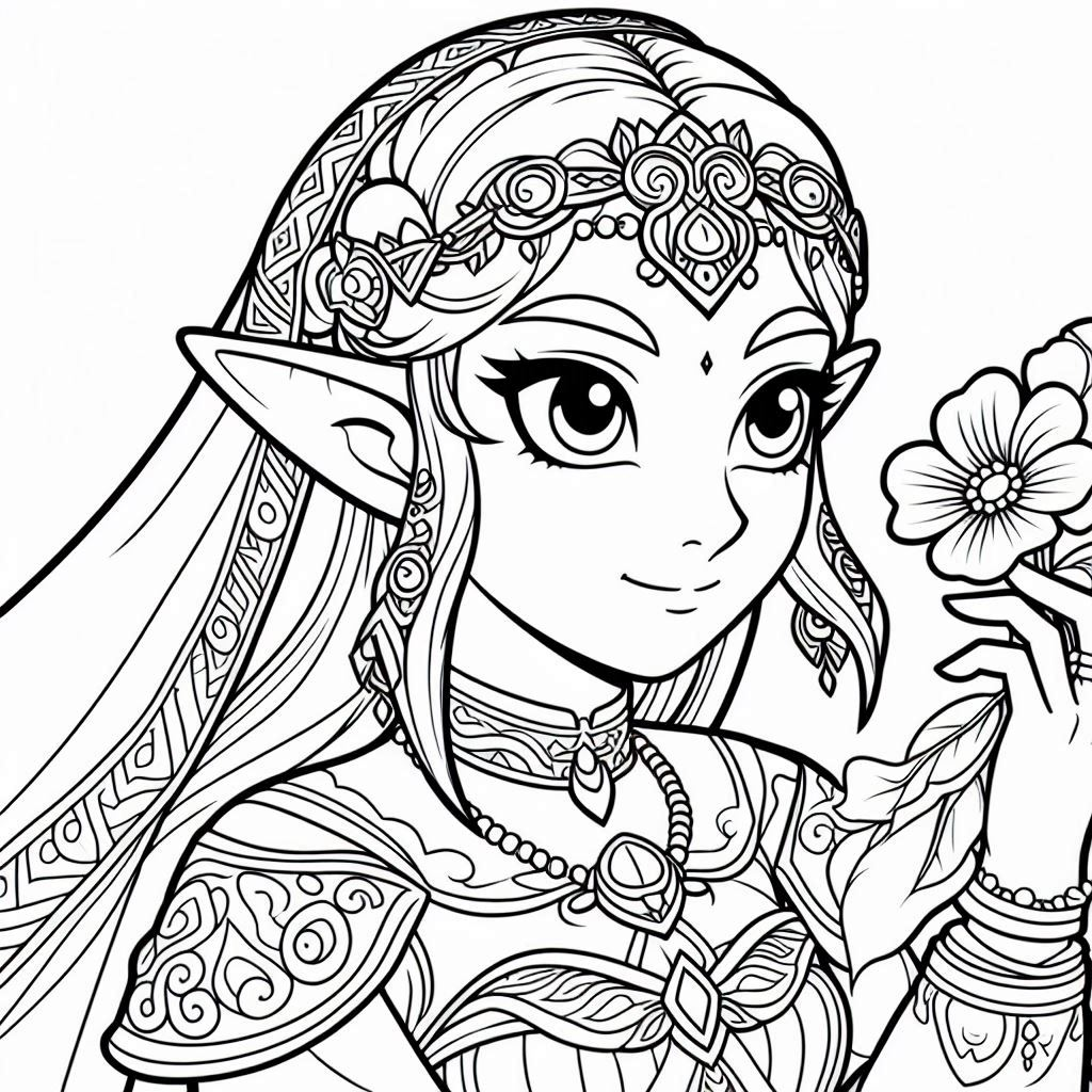 Princess Zelda Coloring Free and Printable: